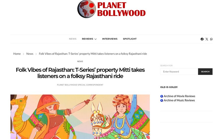 PlanetBollywood: Folk Vibes of Rajasthan, T-Series' Mitti